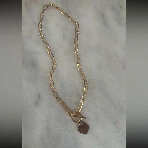 Gold Chain Link Heart Pendant Necklace Brand New - Picture 4 of 4